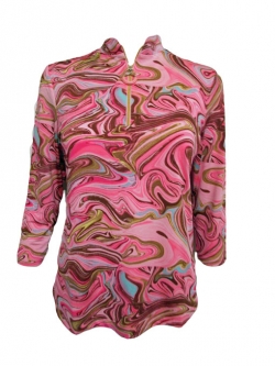 Jamie Sadock Ladies & Plus Size Cooltrex ¾ Sleeve Sunsense Golf Shirts - Angel