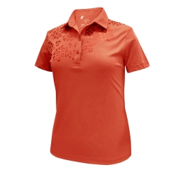 Monterey Club Ladies & Plus Size Color Foil Short Sleeve Golf Shirts - Salmon Pink