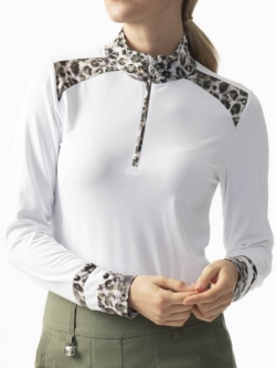 Daily Sports Ladies & Plus Size Ash Long Sleeve Mock Neck Golf Shirts - White