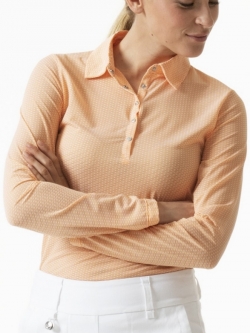 Daily Sports Ladies & Plus Size Carmela Long Sleeve Golf Polo Shirts - Candied Orange & Black