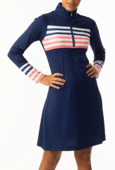 Daily Sports Ladies & Plus Size Anja 36¼" Long Sleeve Golf Dress - VIVID FLAIR (Spectrum Navy)