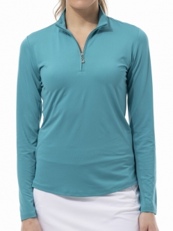 SanSoleil Ladies & Plus Size SunGlow Solid Zip Mock Long Sleeve Golf Sun Shirts - Assorted Colors
