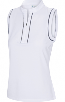 Greg Norman Ladies Lucia Sleeveless Golf Shirts - PALMETTO (White)