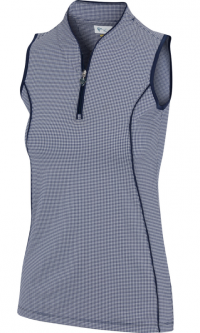 Greg Norman Ladies Carmen Sleeveless Print Golf Shirts - PALMETTO (Navy)