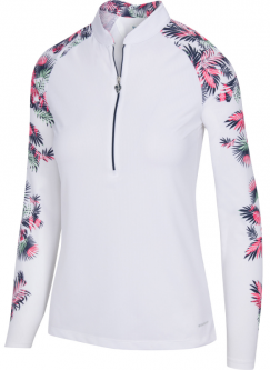 Greg Norman Ladies & Plus Size Solar XP Calypso L/S ½-Zip Golf Shirts - PALMETTO (White)