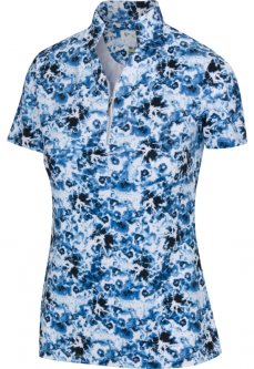 Greg Norman Ladies Amara Short Sleeve Print Golf Shirts - PALAZZO (Cornflower)