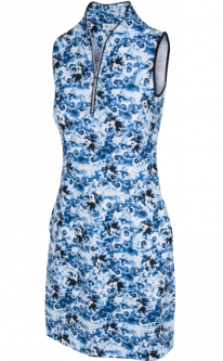 Greg Norman Ladies Martina Sleeveless Print Golf Dress - PALAZZO (Cornflower)