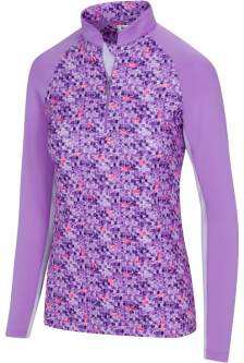 SPECIAL Greg Norman Ladies & Plus Size Solar XP Tile Print L/S Golf Shirts - ESSENTIALS (Iris)