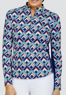 Tail Ladies Wai Long Sleeve Print Golf Shirts - DIAMOND BLISS (Gem Geo)