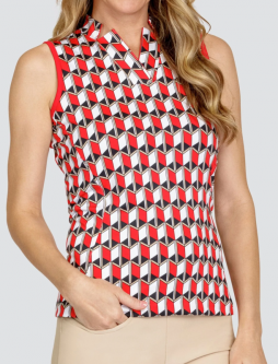 SPECIAL Tail Ladies Justiana Sleeveless Print Golf Shirts - DESERT BLOOMS (Santorini Geo)
