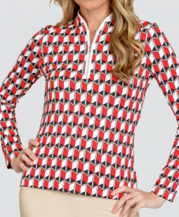SPECIAL Tail Ladies Analexa Long Sleeve Print Golf Shirts - DESERT BLOOMS (Santorini Geo)