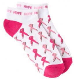 K Bell Ladies Golf Sport Socks - Pink Ribbon with Hope
