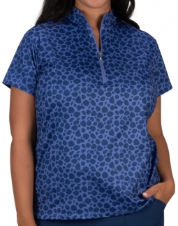 Nancy Lopez Women's Plus Size Lux Short Sleeve Print Golf Shirts - ART DECO (Corsica Multi)