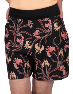 Nancy Lopez Ladies & Plus Size Shilo Romper 18" Pull On Print Golf Shorts - ART DECO (Black Multi)