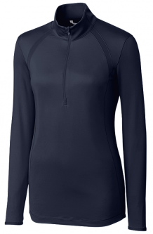 Cutter & Buck Ladies and Plus Size Williams Half Zip Long Sleeve Golf Shirts- Digital & Liberty Navy
