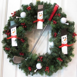 Golf Theme Handmade Winter Wreaths - Golf Club, Golf Balls & Snowmen