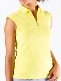 SALE Nivo Ladies Nikki Sleeveless Golf Polo Shirts - Lemon Sherbet