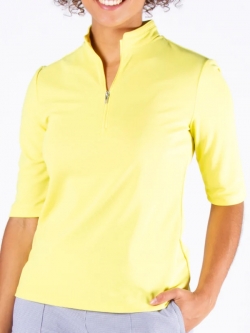 SALE Nivo Ladies Noa 3/4 Sleeve Mock Golf Shirts - Lemon Sherbet