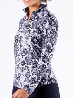 SALE Nivo Ladies Libby Long Sleeve Mock Golf Shirts - Black