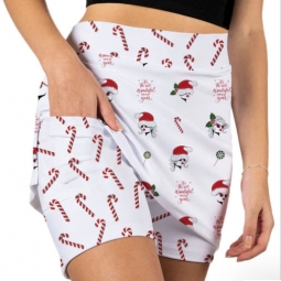 Skort Obsession Ladies & Plus Size Pull On Print Golf Skorts – Santa Baby