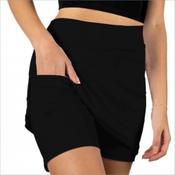 Skort Obsession Ladies & Plus Size Solid Pull On Print Golf Skorts - Black