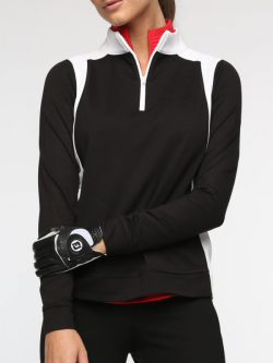 Belyn Key Ladies Fairway Long Sleeve Golf Pullovers - ESSENTIALS (Onyx/Chalk)