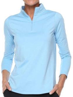 Belyn Key Ladies BK Long Sleeve Mock Golf Shirts - Moonstruck (Sky Blue)