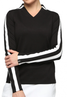 Belyn Key Ladies Simone Long Sleeve Golf Pullovers - ESSENTIALS (Onyx/Chalk)