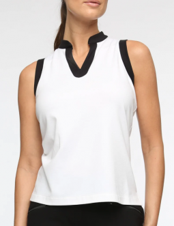 Belyn Key Ladies Mandarin Sleeveless Golf Shirts - ESSENTIALS (Chalk/Onyx)