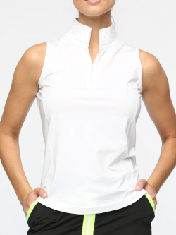Belyn Key Ladies BK Sleeveless Mock Golf Shirts - ESSENTIALS (Chalk)