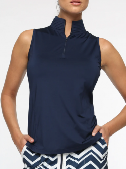 Belyn Key Ladies BK Sleeveless Mock Golf Shirts - ESSENTIALS (Ink)