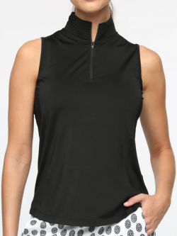 Belyn Key Ladies BK Sleeveless Mock Golf Shirts - ESSENTIALS (Onyx)