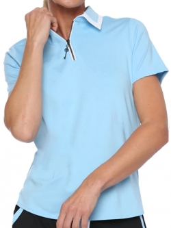 Belyn Key Ladies Birdie Cap Sleeve Polo Golf Shirts - Moonstruck (Sky Blue)