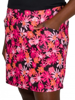 JoFit Ladies & Plus Size 17" Mina Pull On Golf Skorts - Watermelon Wine (Multi Floral Print)
