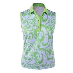 Monterey Club Ladies & Plus Size Abstract Print Sleeveless Golf Shirts - Assorted Colors