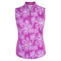 Monterey Club Ladies & Plus Size Chalk Floral Sleeveless Golf Shirts - Assorted Colors