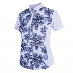 Monterey Club Ladies & Plus Size Chalk Floral Print Short Sleeve Golf Shirts - Assorted Colors