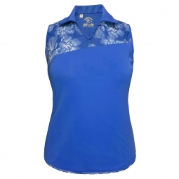 Monterey Club Ladies & Plus Size Chalk Floral Mix Sleeveless Golf Shirts - Assorted Colors