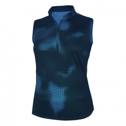 Monterey Club Ladies & Plus Size Two Tone Dot Printed Sleeveless Golf Shirts - Assorted Colors