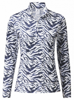 Daily Sports Ladies & Plus Size LENS Long Sleeve Print Golf Shirts - Streamline Art   NAVY