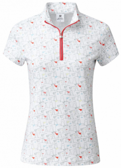 Daily Sports Ladies & Plus Size MARSEILLE Cap Sleeve Print Golf Shirts - Marcelle White