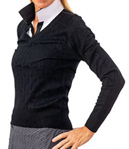 Scratch Seventy (70) Ladies Long Sleeve Golf Sweaters - LA BELLE VIE (Black)