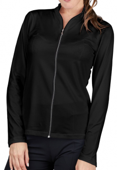 Sofibella Ladies & Plus Size Long Sleeve Full Zip Golf Jackets - UV FEATHER (Black)