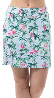 SPECIAL SanSoleil Ladies SolStyle COOL 17" Pull On Print Golf Skorts - Flamingo Palm