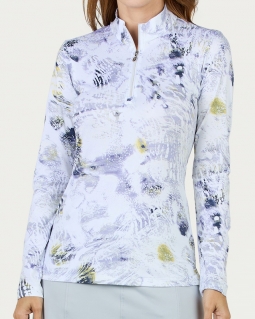 Sofibella Ladies Long Sleeve Mock Golf Shirts - UV FEATHER (Luna)