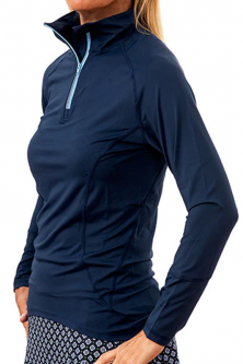 Scratch Seventy (70) Ladies Lindsay Long Sleeve Golf Shirts - LA BELLE VIE (Navy)