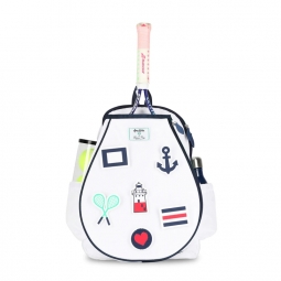 Ame & Lulu Girl's Classic Prep Little Patches Tennis Backpacks - Bright White