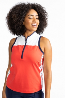 Kinona Ladies & Plus Size Resolution Sleeveless Golf Shirts - Tomato Red