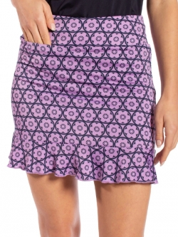 Golftini Ladies & Plus Size 17.5" Make It A Double Pull On Golf Skorts - Floral Medallion Print