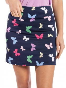 Golftini Ladies & Plus Size 17.5" Day Drinking Pull On Golf Skorts - Butterfly Print